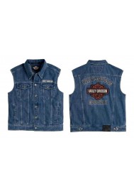 Harley Davidson Homme Bar &amp; Shield Logo Denim Veste sans manche 99041-08VM