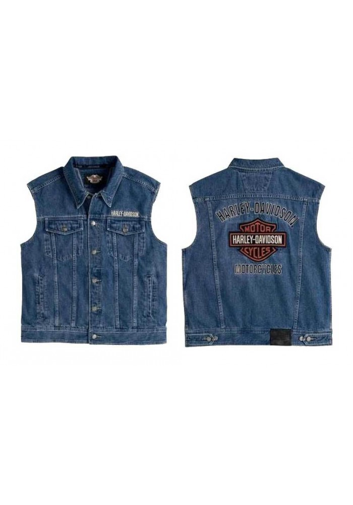 Harley Davidson Homme Bar Shield Logo Denim Veste sans manche
