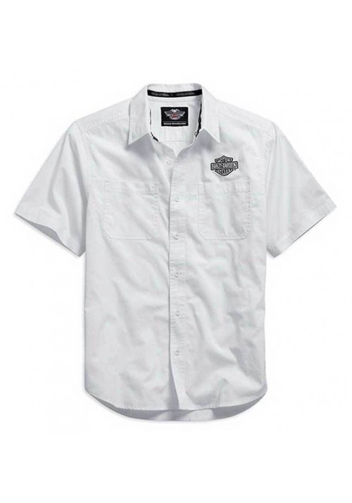Harley Davidson Homme Logo Manches Courtes    Chemise Blanche. 99014-15VM