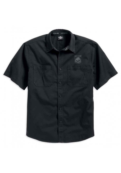 Harley Davidson Homme Skull Shield  Chemise Manches Courtes, Noir. 99009-16VM