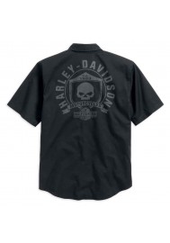 Harley Davidson Homme Skull Shield  Chemise Manches Courtes, Noir. 99009-16VM