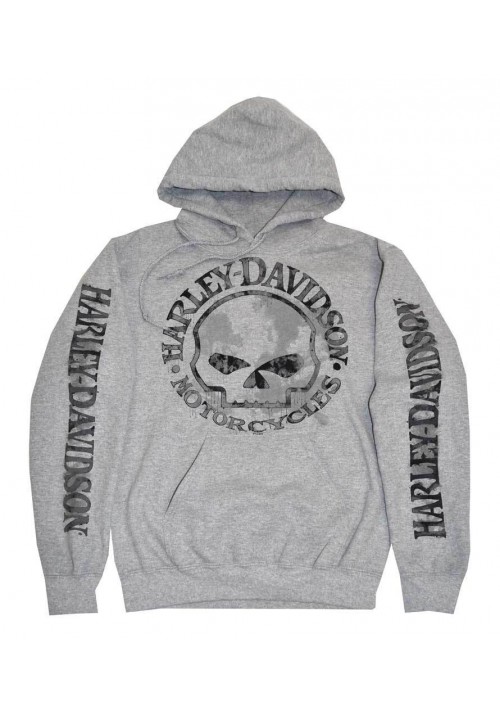 Harley Davidson Homme Sweatshirt à Capuche, Willie G Skull, Gris  30296654