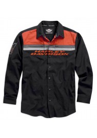 Harley Davidson  Manches Longues  Button  Chemise Noir/Orange. 99010-15VM