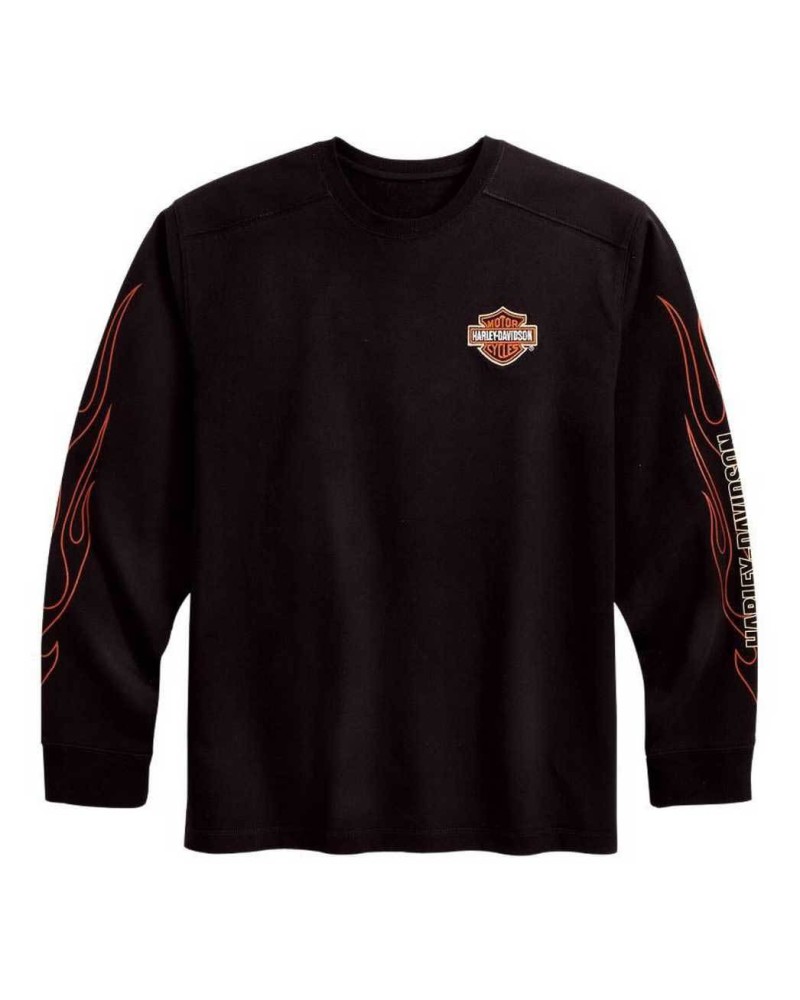 Harley Davidson Homme Bar &amp; Shield Flames Manches Longues Noir 99042-09VM