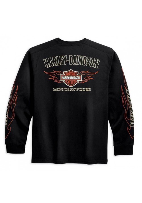 Harley Davidson Homme Bar & Shield Flames Manches Longues Noir 99042-09VM