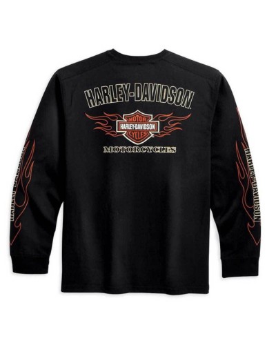 Harley Davidson Homme Bar & Shield Flames Manches Longues Noir 99042-09VM