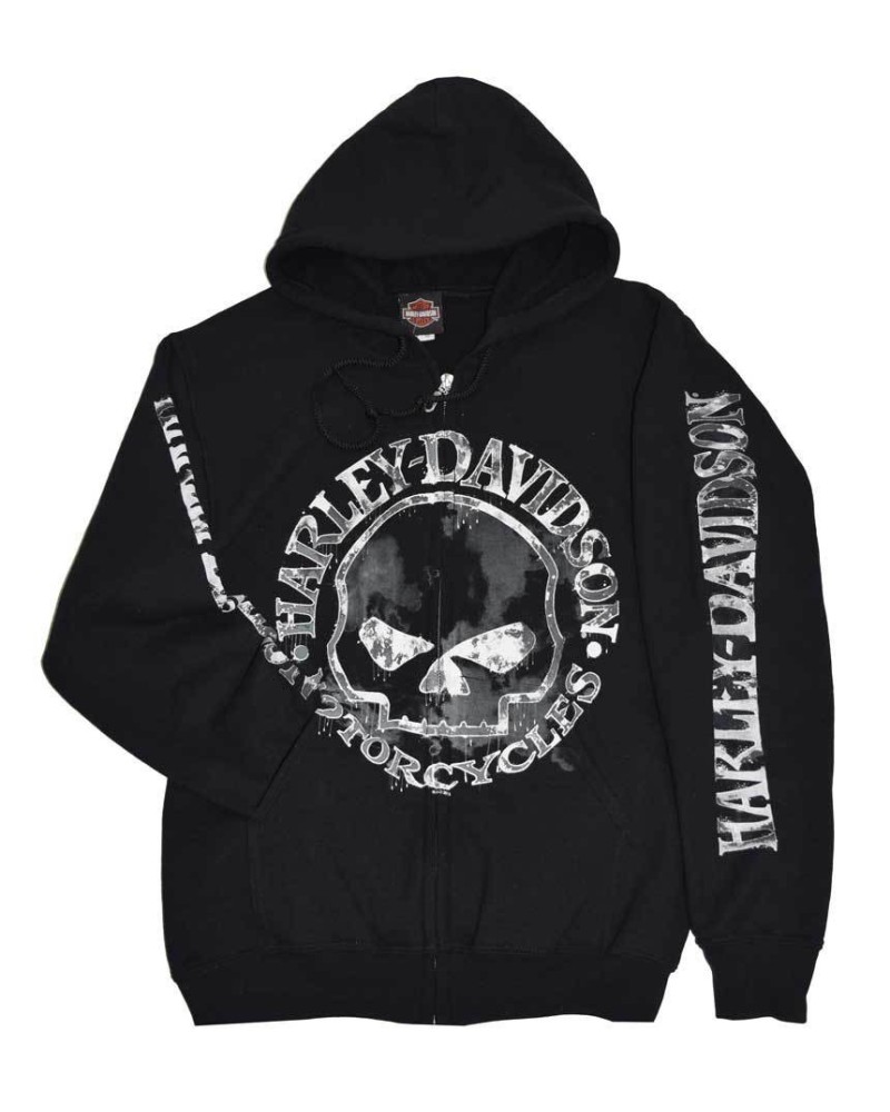 Harley Davidson Homme Zip Sweatshirt Veste, Willie G Skull, Noir 30296647