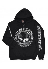 Harley Davidson Homme Zip Sweatshirt Veste, Willie G Skull, Noir 30296647