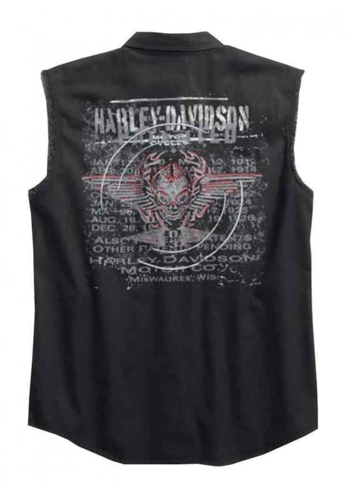 Harley Davidson Homme Sinister Skull Sans Manches Blowout, Noir 96151-16VM