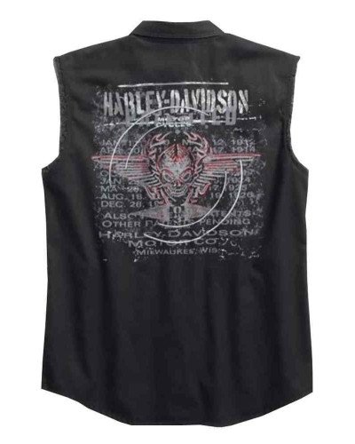 Harley Davidson Homme Sinister Skull Sans Manches Blowout, Noir 96151-16VM