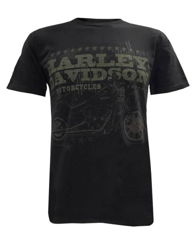 Harley Davidson Homme Tee, Distressed Motorcycle Night Train Manches Courtes, Noir