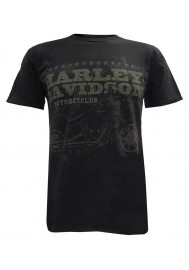 Harley Davidson Homme Tee, Distressed Motorcycle Night Train Manches Courtes, Noir