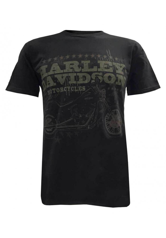 Harley Davidson Homme Tee, Distressed Motorcycle Night Train Manches Courtes, Noir