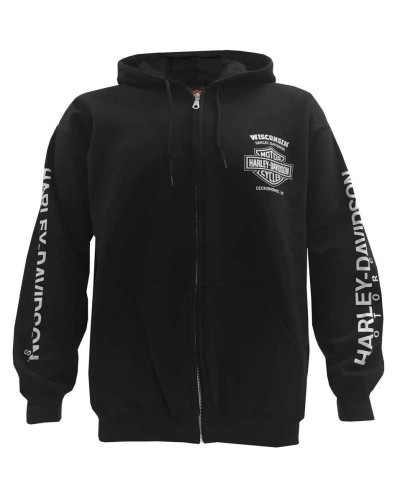 Harley Davidson Homme Text Willie G Skull  Zip , Noir
