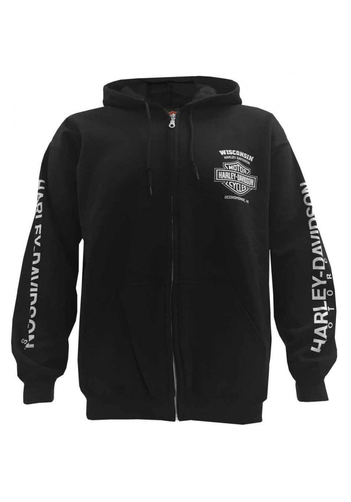 Harley Davidson Homme Text Willie G Skull Zip , Noir