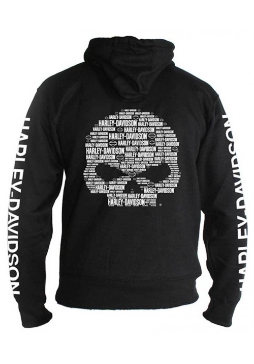 Harley Davidson Homme Text Willie G Skull  Zip , Noir