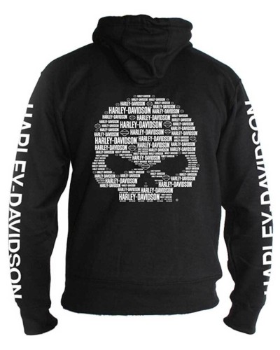Harley Davidson Homme Text Willie G Skull  Zip , Noir