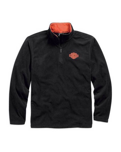 Sweat Harley Davidson Homme 1/4-Zip Manches Longues Logo Polaire  Chemise, Noir. 99001-15VM