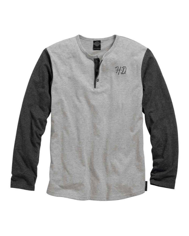 Harley Davidson Homme Black Label Core  Vintage Henley 99044-16VM