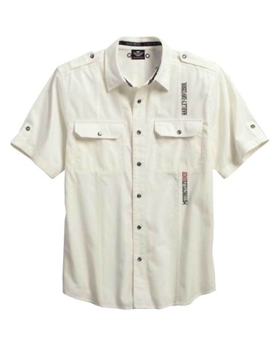 Harley Davidson Homme Rouge Chemise Manches Courtes Blanche 96173-16VM