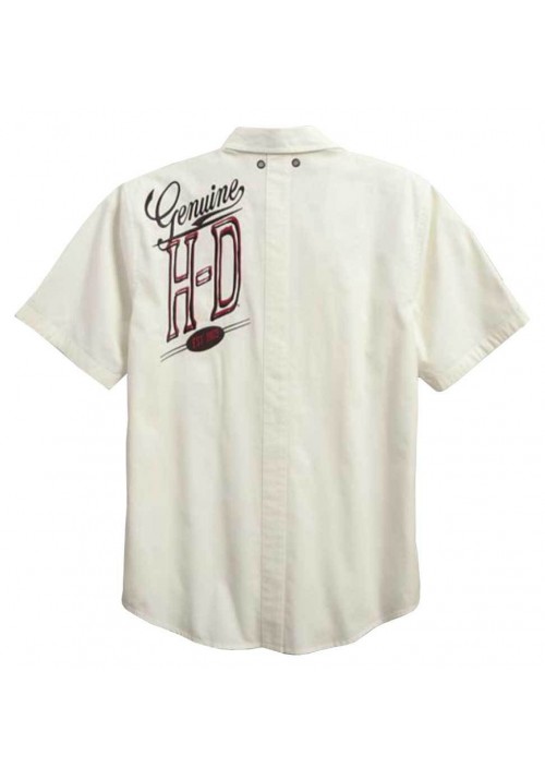 Harley Davidson Homme Rouge Chemise Manches Courtes Blanche 96173-16VM