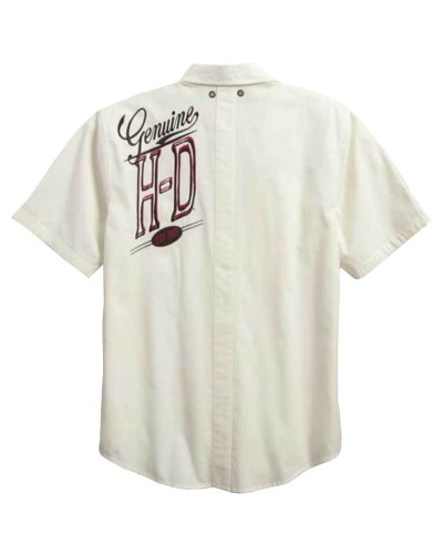 Harley Davidson Homme Rouge Chemise Manches Courtes Blanche 96173-16VM
