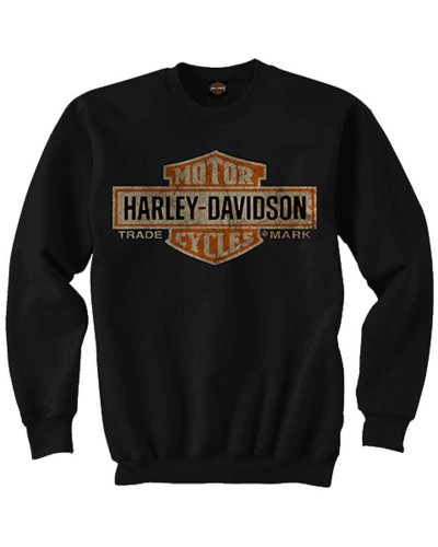 Harley Davidson Homme Elongated Bar &amp; Shield Pullover Col Rond Sweatshirt, Noir