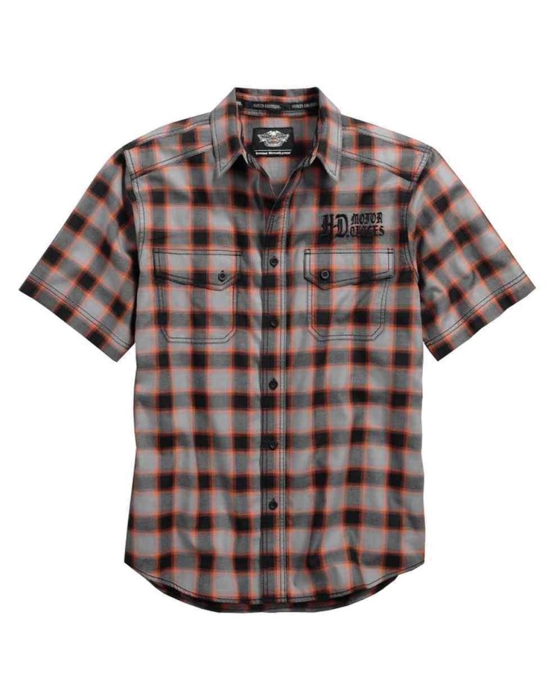 Harley Davidson Homme Cotton Oxford Plaid Chemise Manches Courtes 96415-17VM