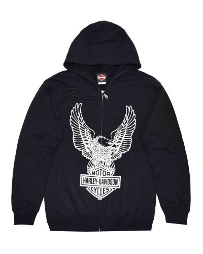 Harley Davidson Homme Eagle , Sweatshirt à Capuche Zip, Noir 30296661