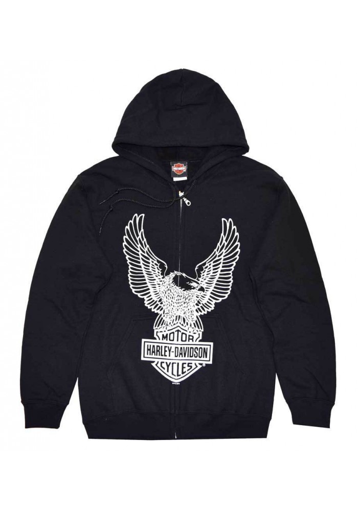 Harley Davidson Homme Eagle , Sweatshirt à Capuche Zip, Noir 30296661