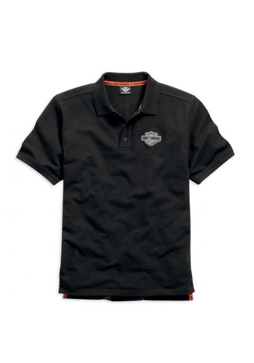 Harley Davidson Homme  Polo, Brodée Rouge Bar &amp; Shield Noir 99007-15VM
