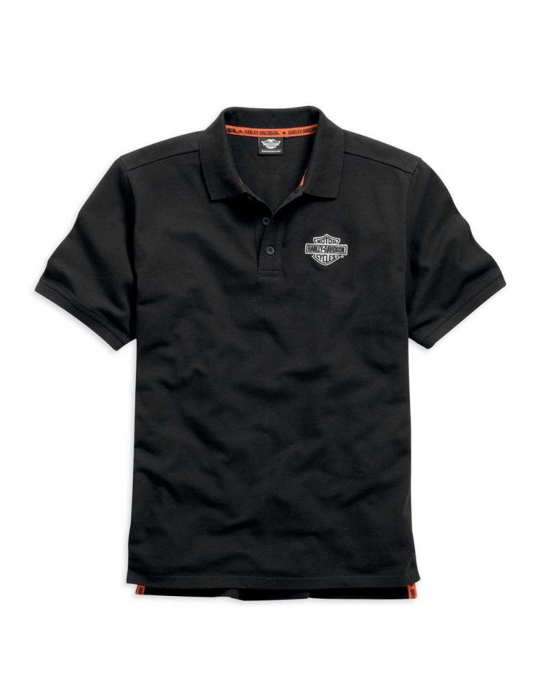 Harley Davidson Homme  Polo, Brodée Rouge Bar &amp; Shield Noir 99007-15VM