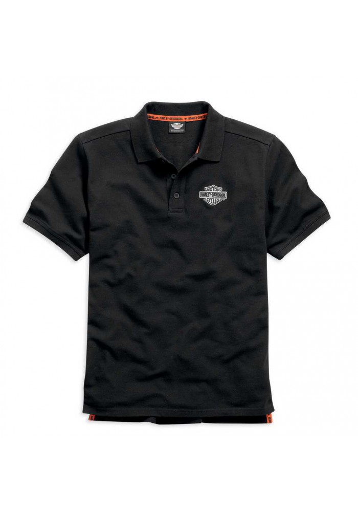 Harley Davidson Homme Polo, Brodée Rouge Bar &amp; Shield Noir 99007-15VM