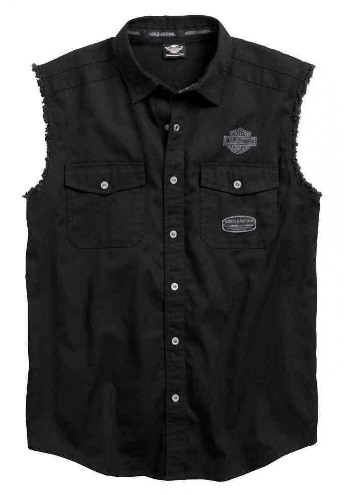 Harley Davidson Homme MC Skull Sans Manches Blowout Chemise, Noir 96414-17VM