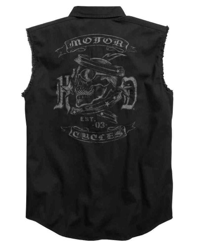 Harley Davidson Homme MC Skull Sans Manches Blowout  Chemise, Noir 96414-17VM