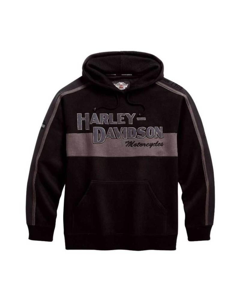 Harley Davidson Homme Prestige Sweatshirt à Capuche Noir &amp; Gris 99128-10VM
