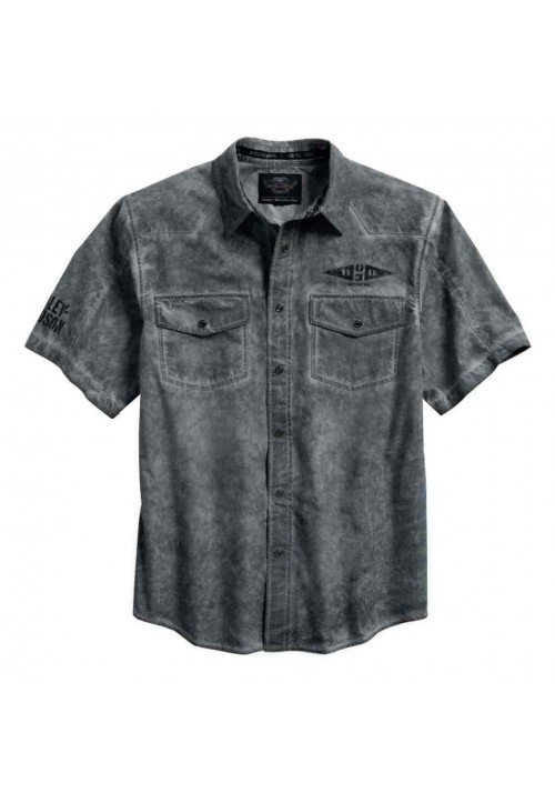 Harley Davidson Homme Sinister Winged Skull Distressed   Chemise 96149-16VM