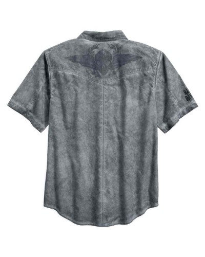 Harley Davidson Homme Sinister Winged Skull Distressed   Chemise 96149-16VM