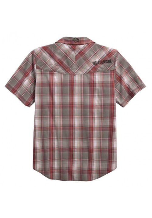 Harley Davidson Homme HDMC Manches Courtes Plaid   Chemise, Rouge 96154-16VM