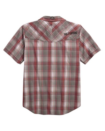 Harley Davidson Homme HDMC Manches Courtes Plaid   Chemise, Rouge 96154-16VM
