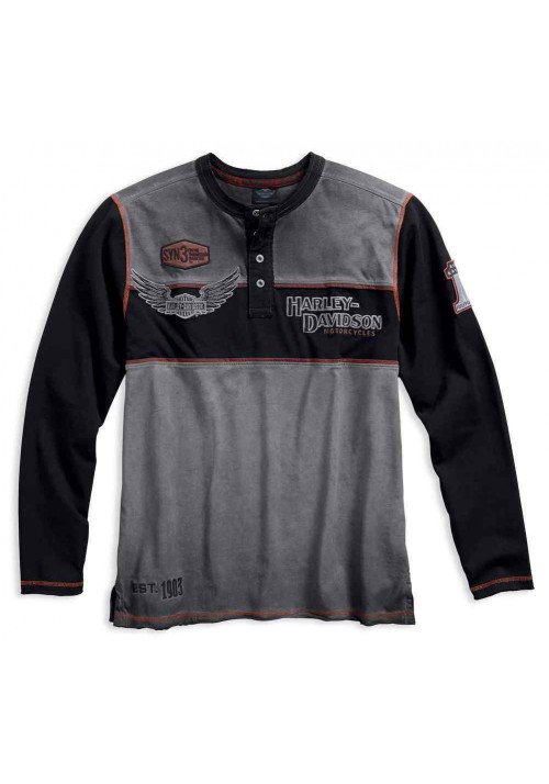 Harley Davidson Homme Iron Block  Manches Longues Henley 99007-17VM