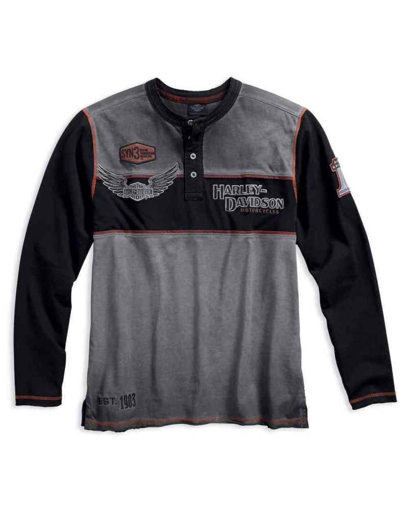 Harley Davidson Homme Iron Block  Manches Longues Henley 99007-17VM