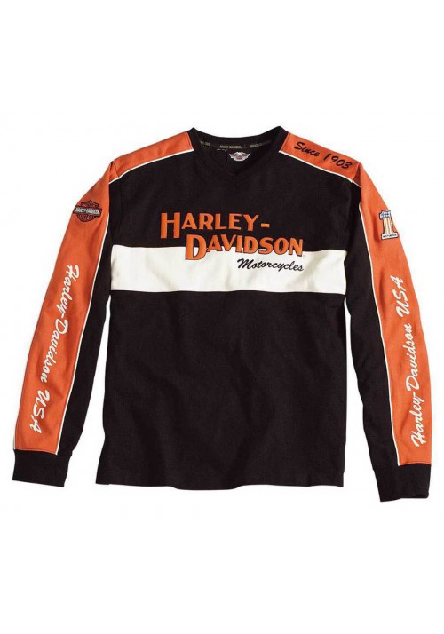 Harley Davidson Homme Prestige Manches Longues  Noir &amp; Orange 98477-06VM
