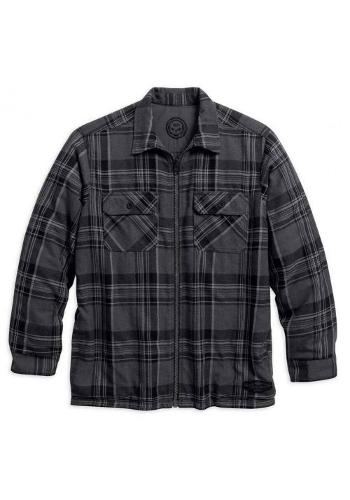 Harley Davidson Homme Reversible Flannel Plaid  Chemise Veste, Gris 96054-16VM