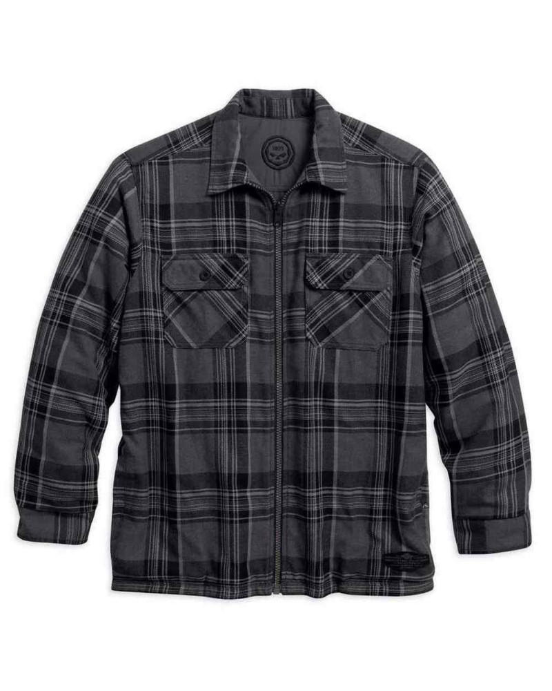 Harley Davidson Homme Reversible Flannel Plaid  Chemise Veste, Gris 96054-16VM