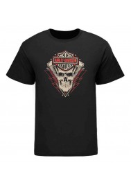 Harley Davidson Homme Eagle Lightning Skull T-Shirt, Noir HARLMT0239