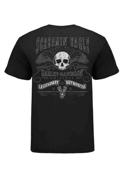 Harley Davidson Homme Eagle Tonal Skull Wings Noir HARLMT0230