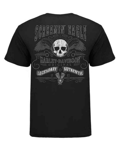 Harley Davidson Homme Eagle Tonal Skull Wings Noir HARLMT0230