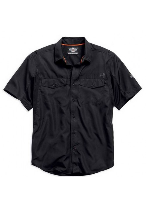 Harley Davidson Homme Stay Cool Performance Manches courtes Button  Chemise, Noir. 99017-15VM