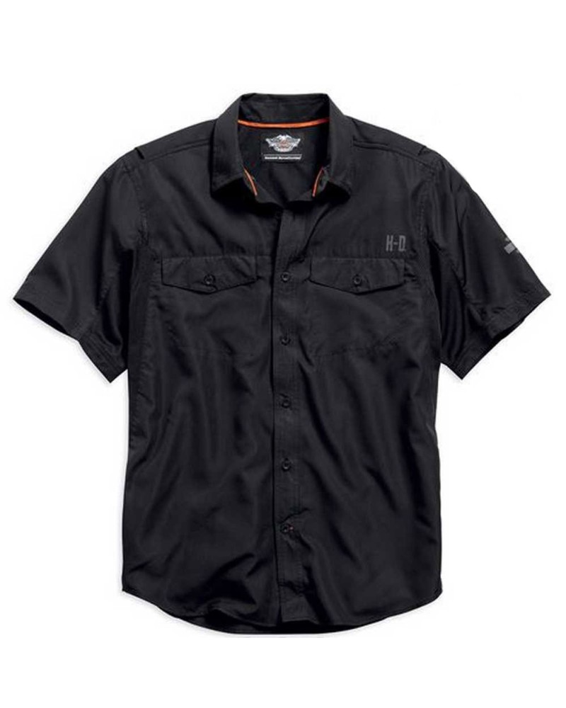Harley Davidson Homme Stay Cool Performance Manches courtes Button  Chemise, Noir. 99017-15VM